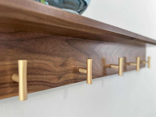 Walnut Entryway Coat Rack
