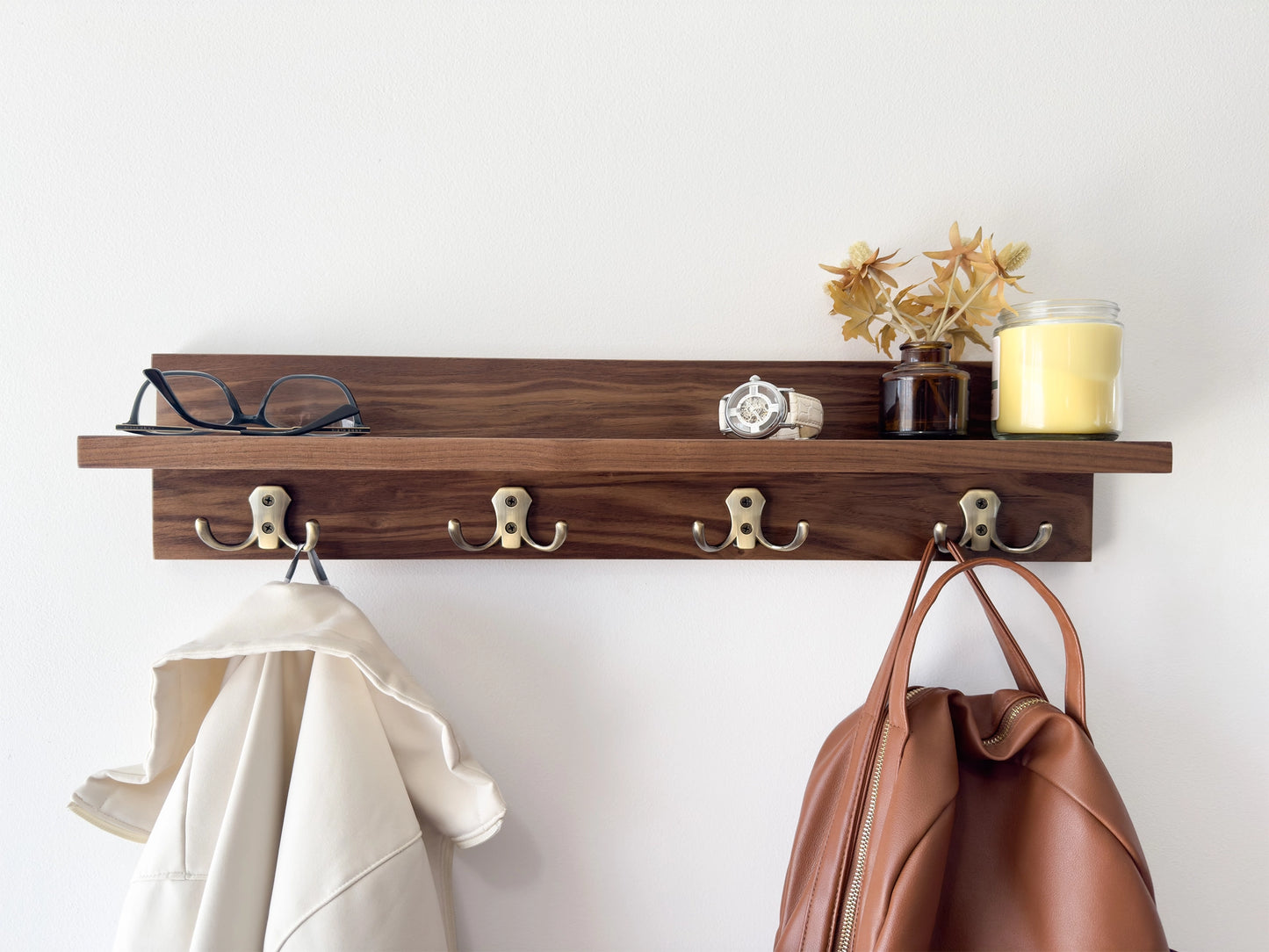 Walnut Key & Coat Rack Organizer