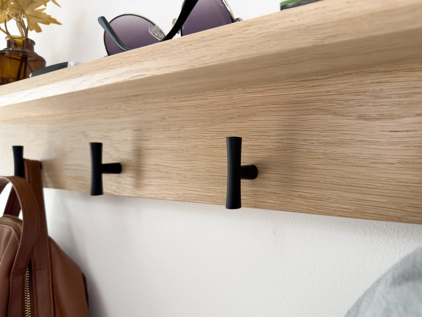 Pickled Oak Entryway Coat Rack