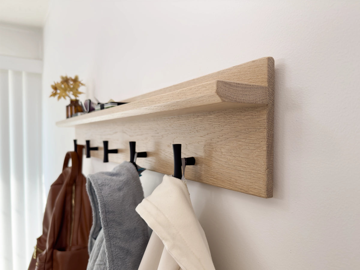 Oak Rack Pickled Oak Entryway Coat Rack – VanBuren Woodcraft
