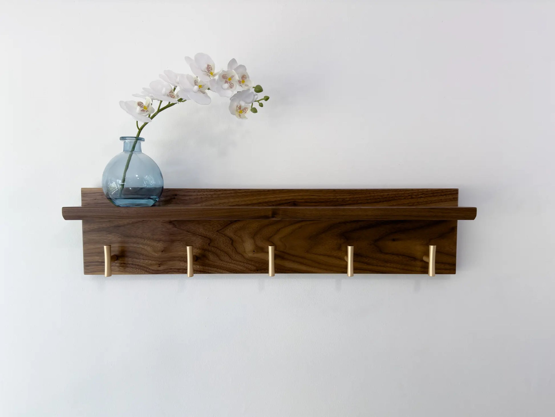 Walnut Modern Entryway Coat Rack and Shelf VanBuren Woodcraft
