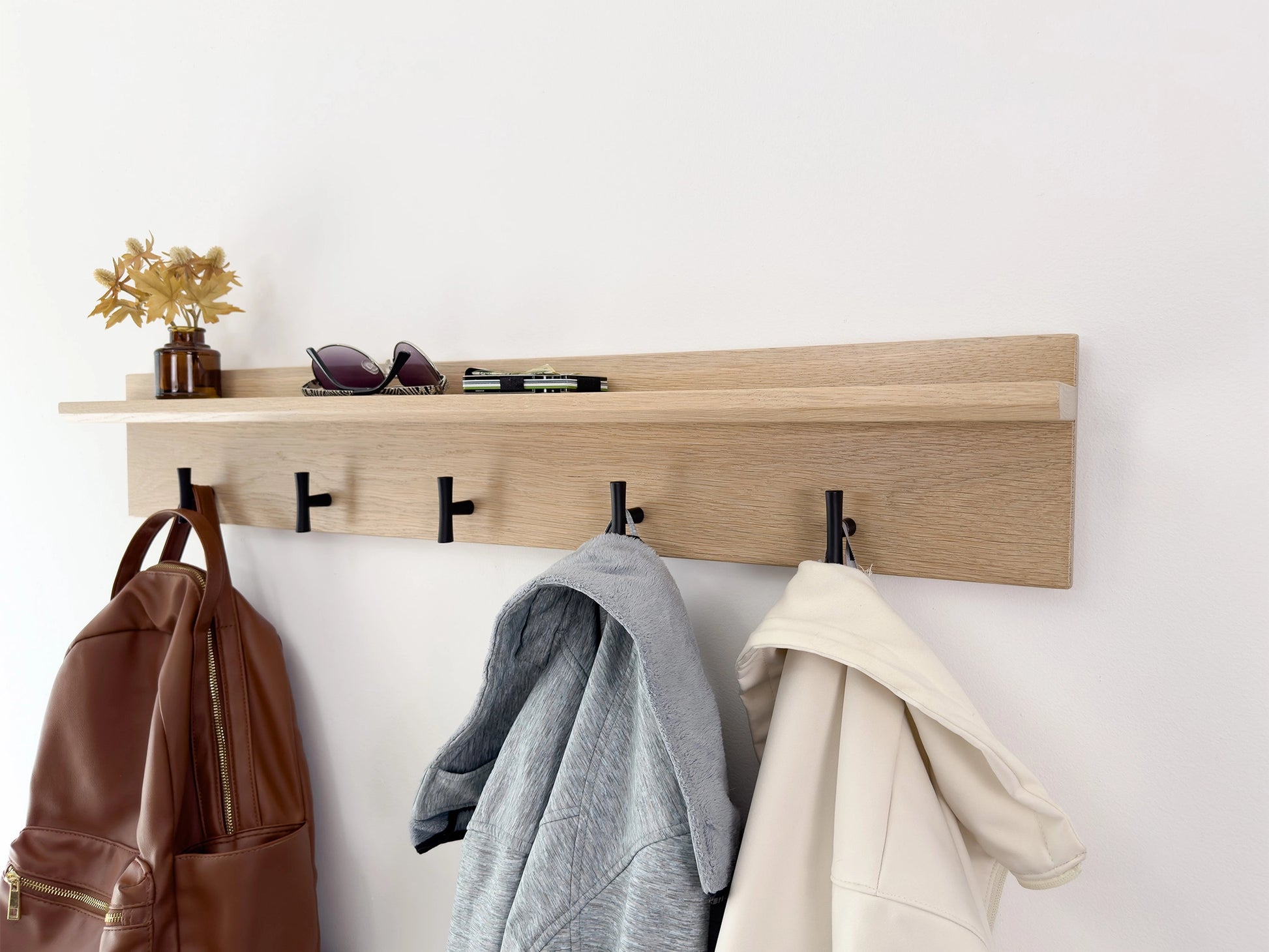 Pickled Oak Entryway Coat Rack – VanBuren Woodcraft